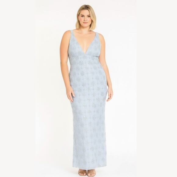 Mac Duggal Embellished Mesh V-Neck Sleeveless Gown NWT  Size 14 Style A93744 - Picture 1 of 13